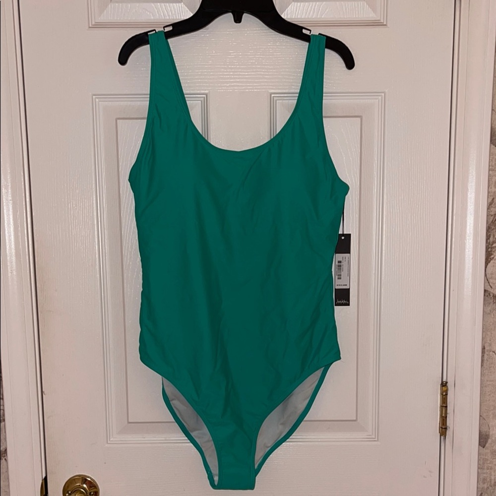 NEW XL Nicole Miller Sea Green One Piece Bathing Suit Tank Top Swimwear Vaycay - Picture 5 of 6